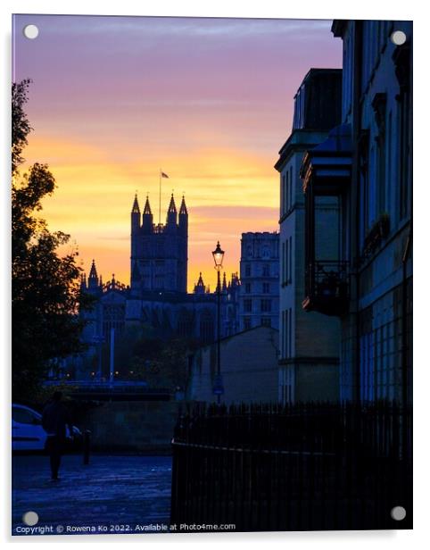 Dusk view of the city with Bath Abbey in distance Acrylic by Rowena Ko