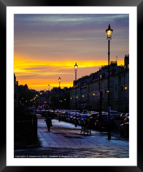 Dusk view of the Great Pulteney Street Framed Mounted Print by Rowena Ko