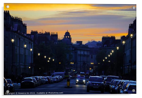 Great Pulteney Street in dusk sunset Acrylic by Rowena Ko