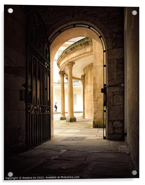 Looking at the Cross Bath through an Arch Gate Acrylic by Rowena Ko