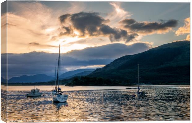 Sunset at Loch Leven, Ballachulish near Glencoe  Canvas Print by Delphimages Art