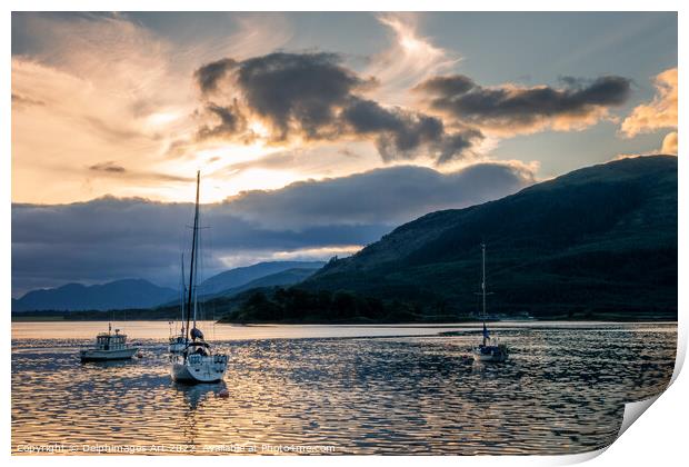 Sunset at Loch Leven, Ballachulish near Glencoe  Print by Delphimages Art