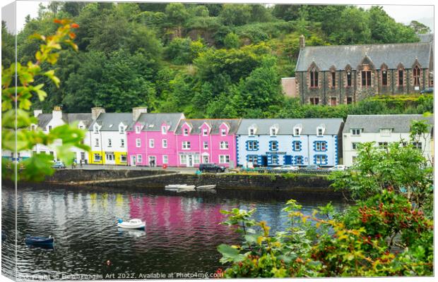 Colorful houses in Portree, Isle of Skye Canvas Print by Delphimages Art