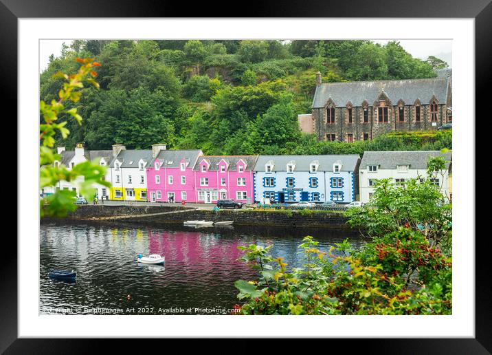 Colorful houses in Portree, Isle of Skye Framed Mounted Print by Delphimages Art
