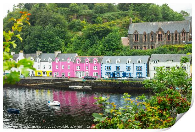 Colorful houses in Portree, Isle of Skye Print by Delphimages Art