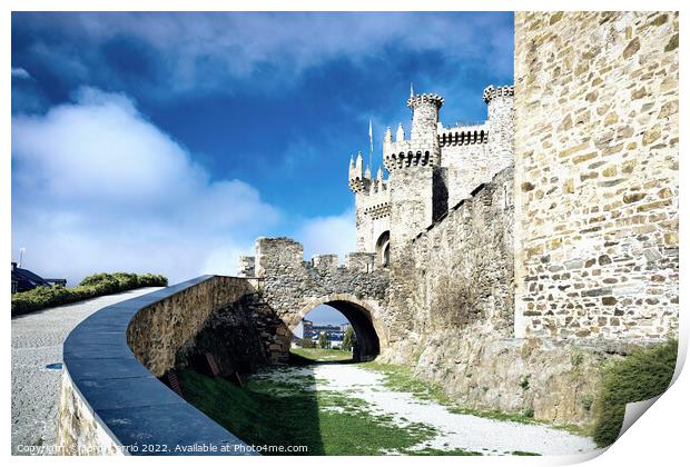 Desaturated edition of access to Ponferrada castle Print by Jordi Carrio