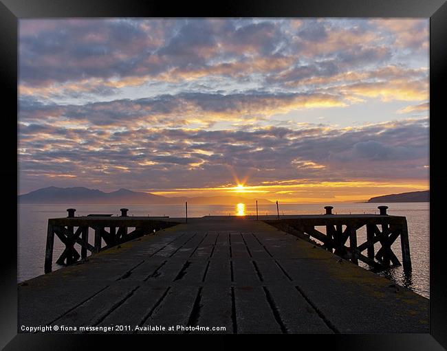 Portencross jetty Sunset Framed Print by Fiona Messenger