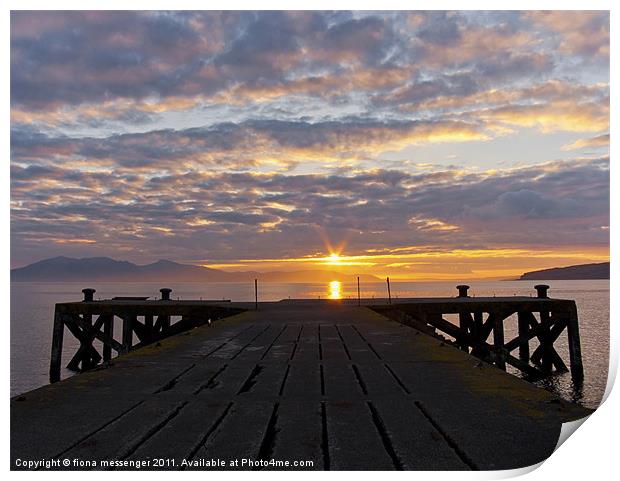 Portencross jetty Sunset Print by Fiona Messenger