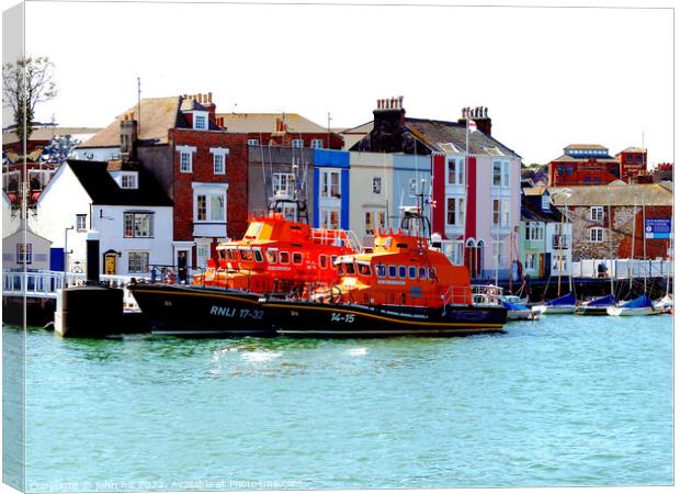 Lifeboat vistits Weymouth, Dorset, UK. Canvas Print by john hill