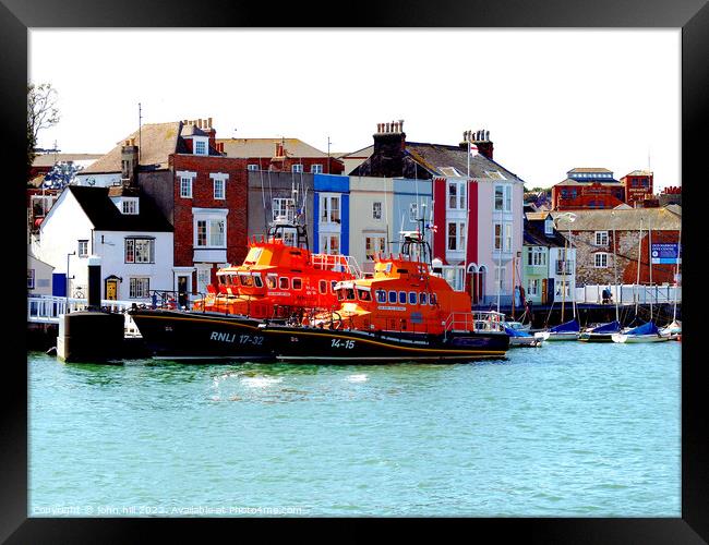 Lifeboat vistits Weymouth, Dorset, UK. Framed Print by john hill