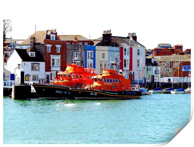 Lifeboat vistits Weymouth, Dorset, UK. Print by john hill