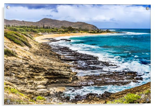 Colorful Sandy Beach Honolulu Oahu Hawaii Acrylic by William Perry