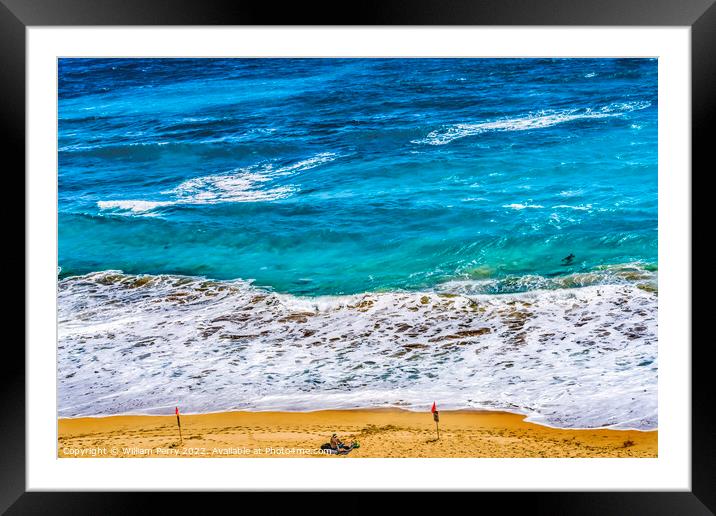 Colorful Sandy Beach Honolulu Oahu Hawaii Framed Mounted Print by William Perry