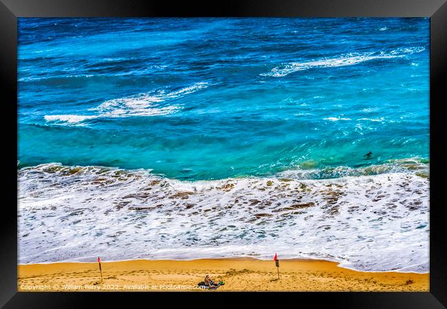 Colorful Sandy Beach Honolulu Oahu Hawaii Framed Print by William Perry