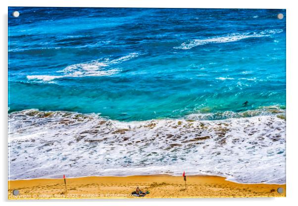 Colorful Sandy Beach Honolulu Oahu Hawaii Acrylic by William Perry