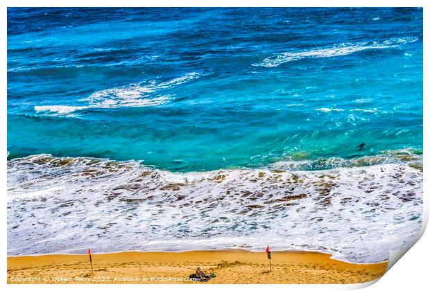 Colorful Sandy Beach Honolulu Oahu Hawaii Print by William Perry
