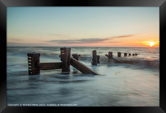 Spurn Point Sunrise Framed Print by Richard Perks