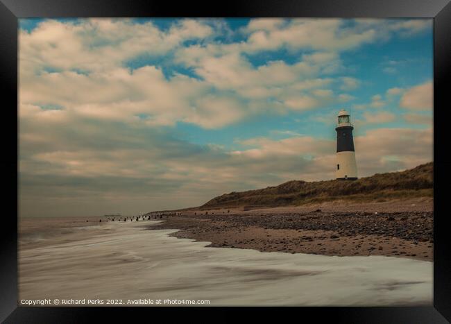 Spurn Point Lighthouse  Framed Print by Richard Perks