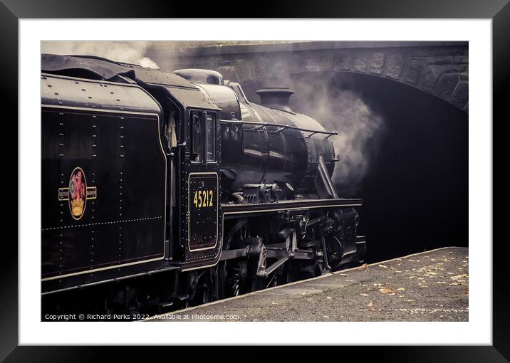 Stanier Black 5 simmers at Ingrow, ready for the o Framed Mounted Print by Richard Perks