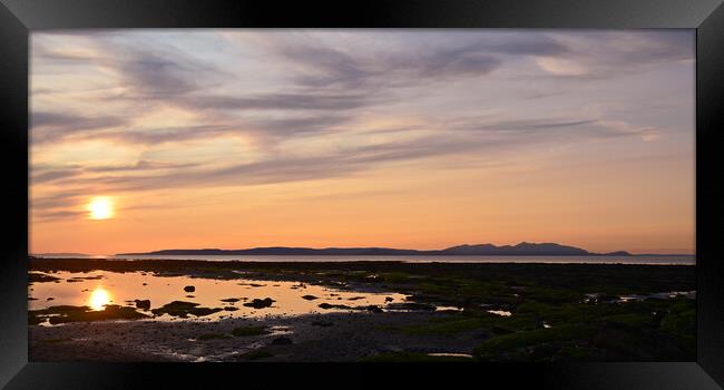 Sunset over Arran, Greenan beach view Framed Print by Allan Durward Photography