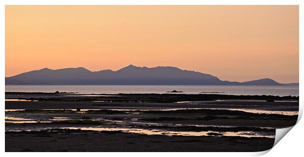 Arran mountains at sunset Print by Allan Durward Photography