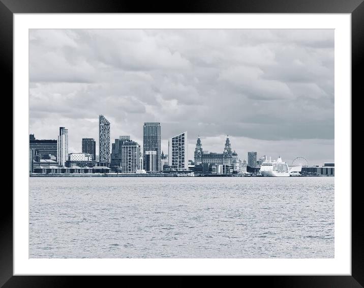 Liverpool Waterfront  and River Mersey  Framed Mounted Print by Victor Burnside