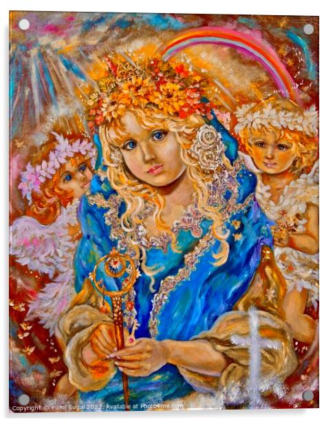 Yumi Sugai.Saint Mary and Angels. Acrylic by Yumi Sugai