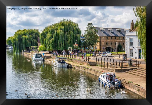Boats on the River Great Ouse at Ely Framed Print by Angus McComiskey