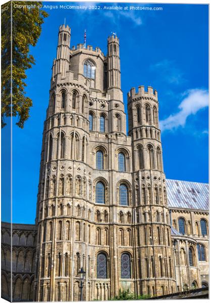 West tower, south elevation of Ely Cathedral Canvas Print by Angus McComiskey