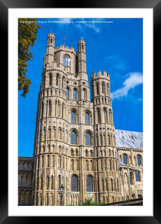 West tower, south elevation of Ely Cathedral Framed Mounted Print by Angus McComiskey