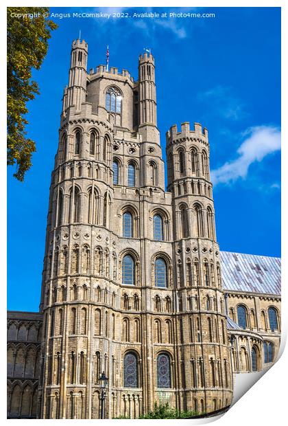 West tower, south elevation of Ely Cathedral Print by Angus McComiskey