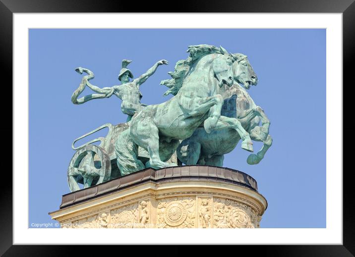 Statue of a Man with a Snake - Budapest Framed Mounted Print by Laszlo Konya