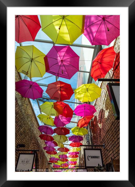 Camden Market Umbrellas Framed Mounted Print by Jim Monk
