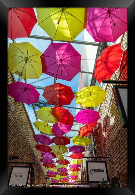 Camden Market Umbrellas Framed Print by Jim Monk