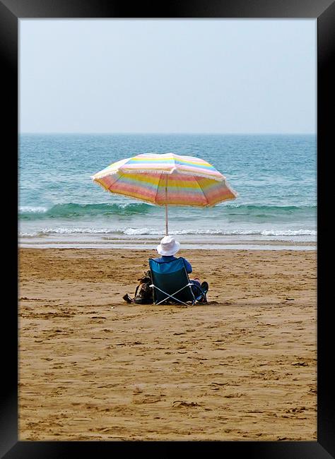 Reflective moment on Putsborough Beach Framed Print by Mike Gorton