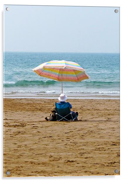 Reflective moment on Putsborough Beach Acrylic by Mike Gorton