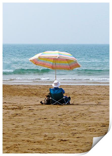 Reflective moment on Putsborough Beach Print by Mike Gorton