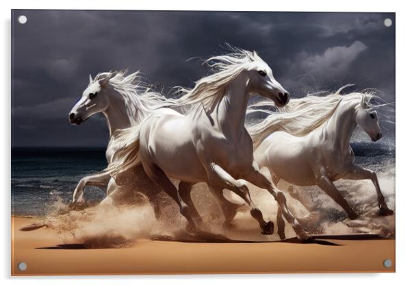 White Horses Acrylic by Picture Wizard