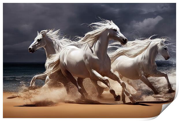 White Horses Print by Picture Wizard