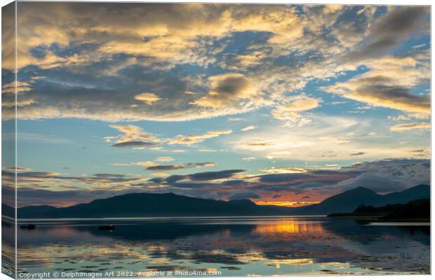 Sunset on Loch Laich, Argyll, Scotland Canvas Print by Delphimages Art