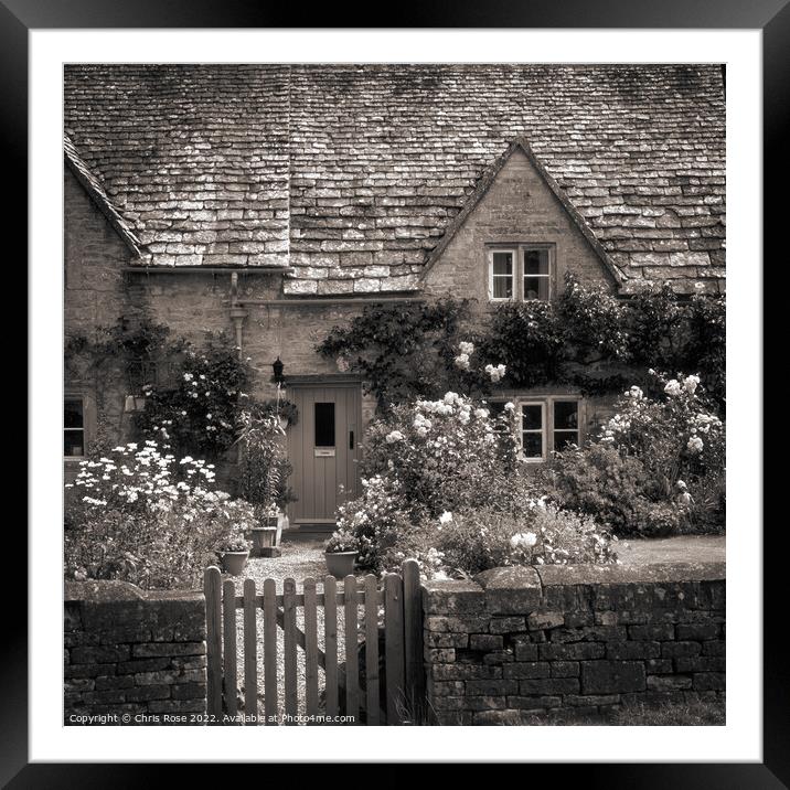 Bibury, Cotswold cottage garden Framed Mounted Print by Chris Rose
