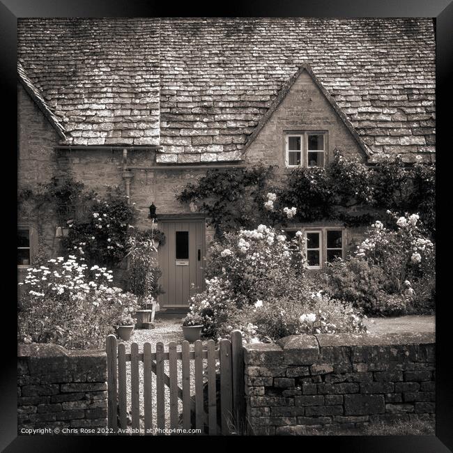 Bibury, Cotswold cottage garden Framed Print by Chris Rose
