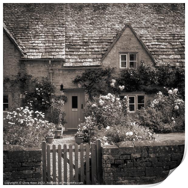 Bibury, Cotswold cottage garden Print by Chris Rose
