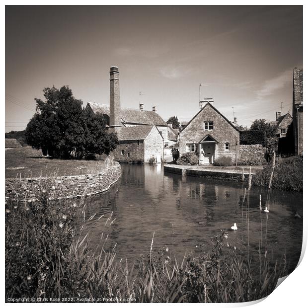 Lower Slaughter,  the old water mill Print by Chris Rose