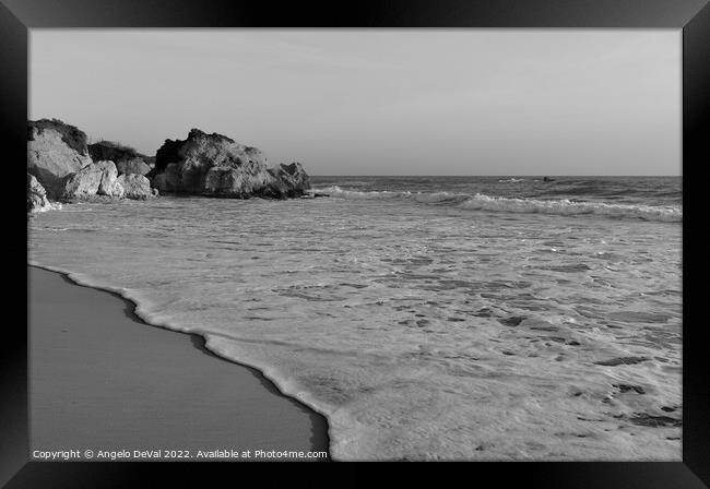Quiet Waves in Gale Beach - Monochrome Framed Print by Angelo DeVal