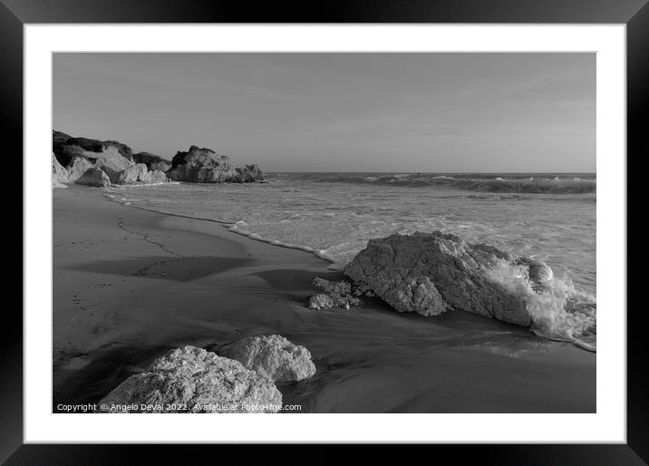 Low Tides in Gale Beach - Monochrome Framed Mounted Print by Angelo DeVal