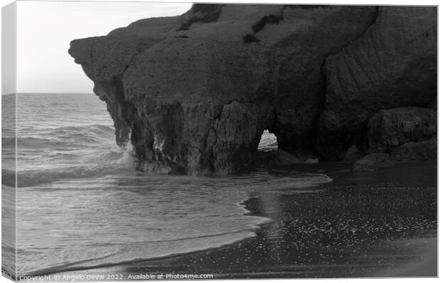 Tunnel Cliff in Gale Beach - Monochrome Canvas Print by Angelo DeVal