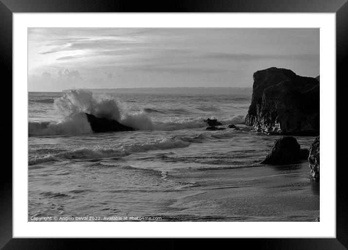Wave Crushing Rock in Gale Beach Framed Mounted Print by Angelo DeVal