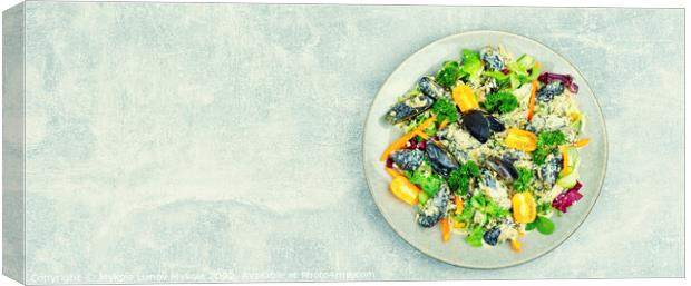 Vegetable salad with seafood. Canvas Print by Mykola Lunov Mykola