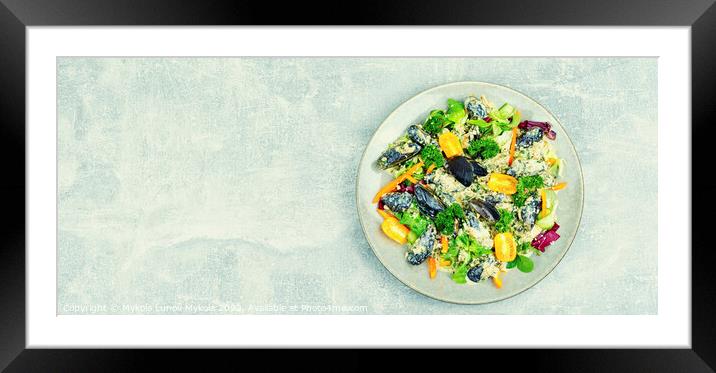 Vegetable salad with seafood. Framed Mounted Print by Mykola Lunov Mykola